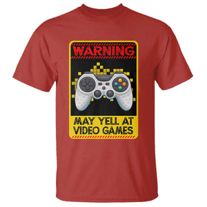 Funny Video Gamer T Shirt Warning May Yell At Video Games TS14 Red Print Your Wear