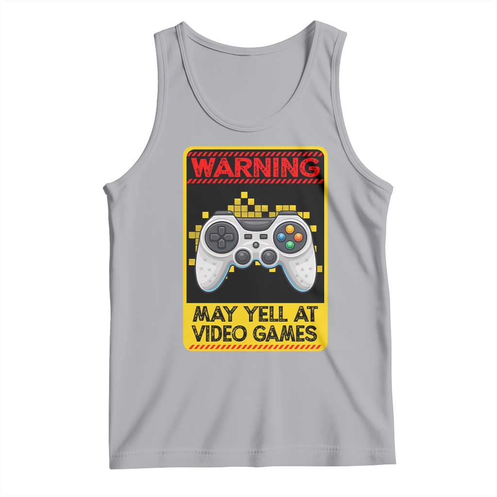 Funny Video Gamer Tank Top Warning May Yell At Video Games TS14 Athletic Heather Print Your Wear