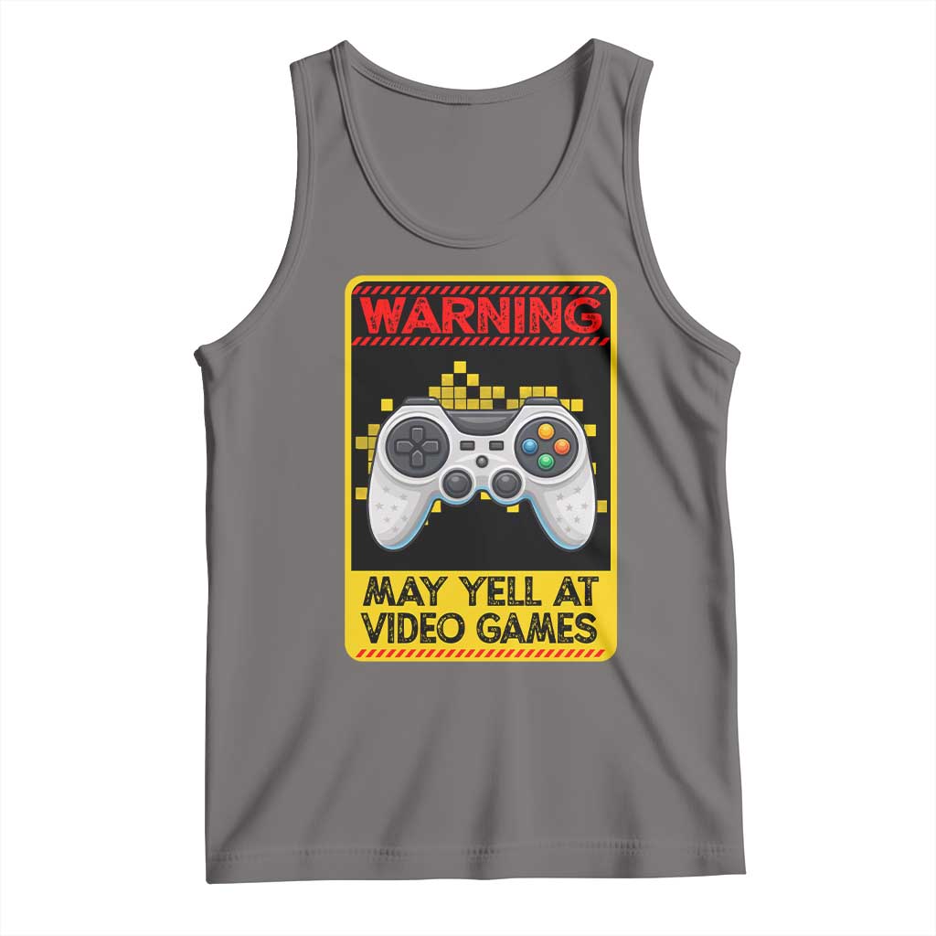 Funny Video Gamer Tank Top Warning May Yell At Video Games TS14 Deep Heather Print Your Wear