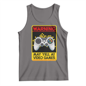 Funny Video Gamer Tank Top Warning May Yell At Video Games TS14 Deep Heather Print Your Wear