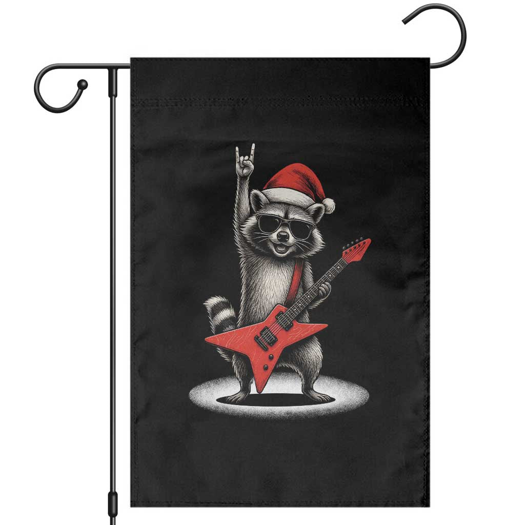 Funny Raccoon Rock Music Christmas Garden Flag TS14 Black Print Your Wear