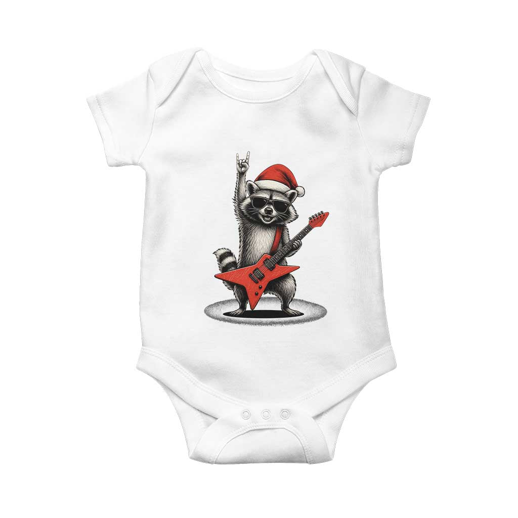 Funny Raccoon Rock Music Christmas Baby Onesie TS14 White Print Your Wear