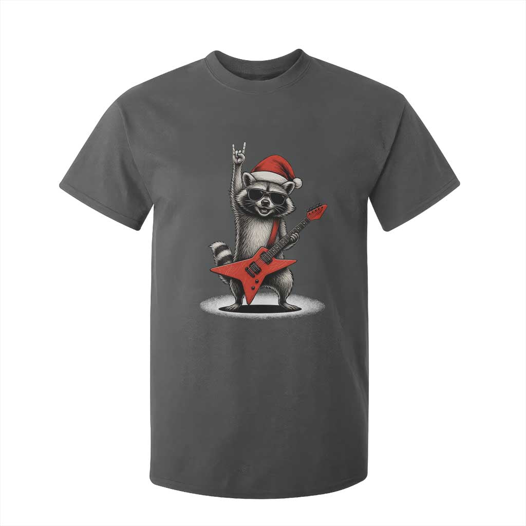 Funny Raccoon Rock Music Christmas T Shirt For Kid TS14 Dark Heather Print Your Wear