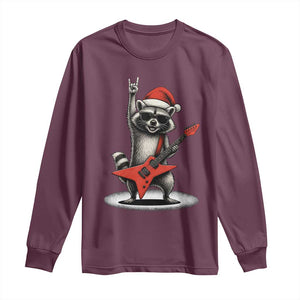 Funny Raccoon Rock Music Christmas Long Sleeve Shirt TS14 Maroon Print Your Wear