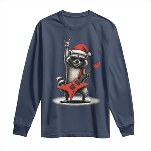 Funny Raccoon Rock Music Christmas Long Sleeve Shirt TS14 Navy Print Your Wear