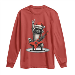 Funny Raccoon Rock Music Christmas Long Sleeve Shirt TS14 Red Print Your Wear