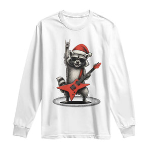 Funny Raccoon Rock Music Christmas Long Sleeve Shirt TS14 White Print Your Wear