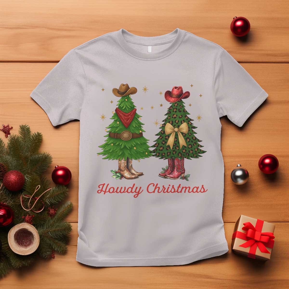 Howdy Christmas T Shirt Cowboy Western Country Xmas TS14 Ice Gray Print Your Wear