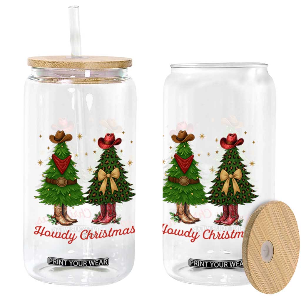 Howdy Christmas Glass Can Cowboy Western Country Xmas TS14 Print Your Wear