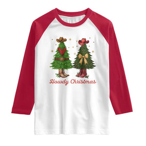 Howdy Christmas Raglan Shirt Cowboy Western Country Xmas TS14 White Red Print Your Wear