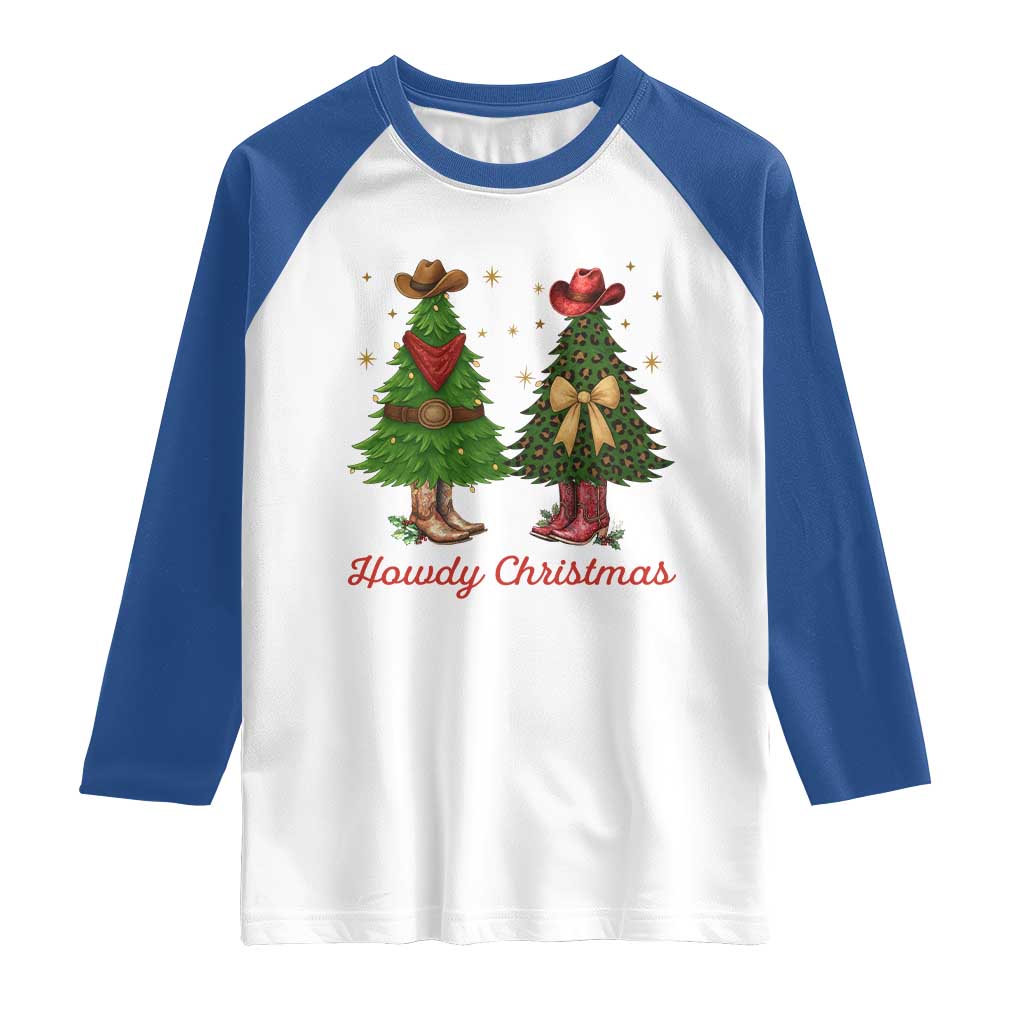 Howdy Christmas Raglan Shirt Cowboy Western Country Xmas TS14 White Royal Print Your Wear