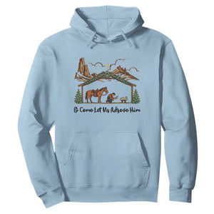 Nativity Scene Christmas Hoodie Cowboy Bible Scripture Verse Western TS14 Light Blue Print Your Wear
