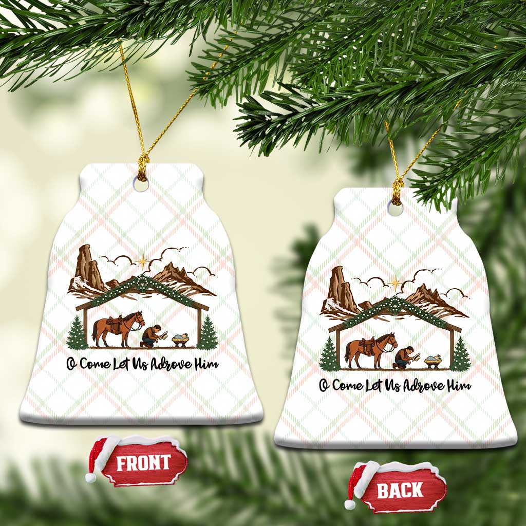 Nativity Scene Christmas Ceramic Ornament Cowboy Bible Scripture Verse Western TS14 Print Your Wear
