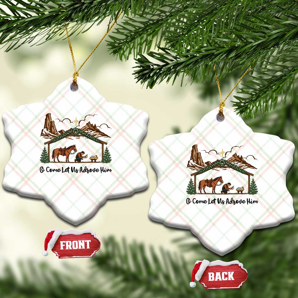 Nativity Scene Christmas Ceramic Ornament Cowboy Bible Scripture Verse Western TS14 Print Your Wear