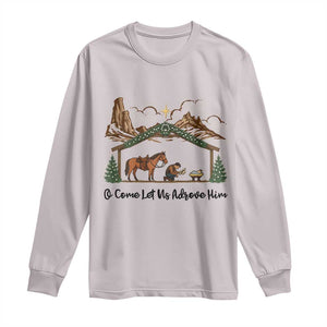 Nativity Scene Christmas Long Sleeve Shirt Cowboy Bible Scripture Verse Western TS14 Ice Gray Print Your Wear