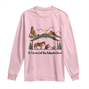 Nativity Scene Christmas Long Sleeve Shirt Cowboy Bible Scripture Verse Western TS14 Light Pink Print Your Wear