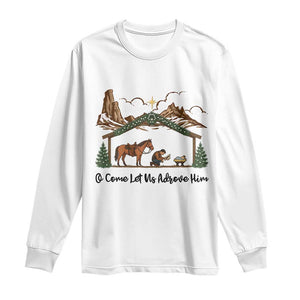 Nativity Scene Christmas Long Sleeve Shirt Cowboy Bible Scripture Verse Western TS14 White Print Your Wear