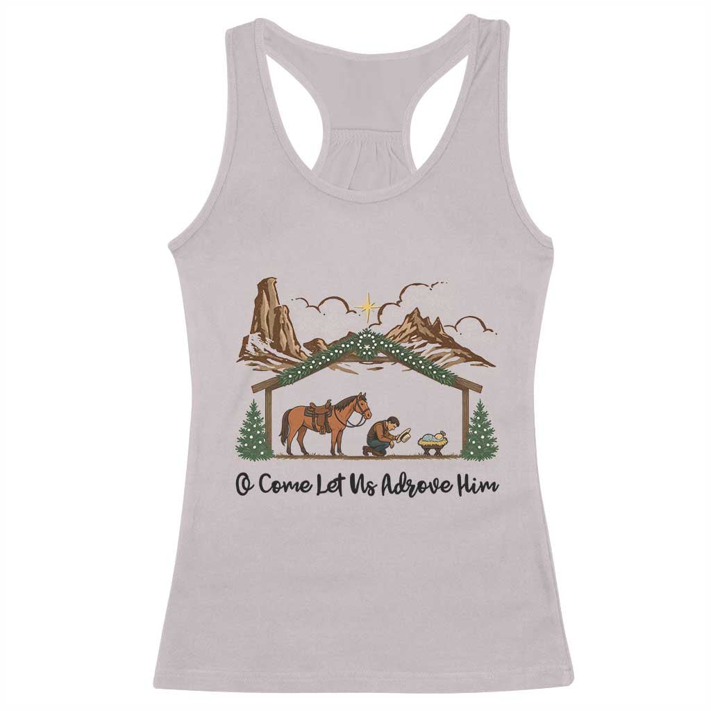 Nativity Scene Christmas Racerback Tank Top Cowboy Bible Scripture Verse Western TS14 Ice Gray Print Your Wear