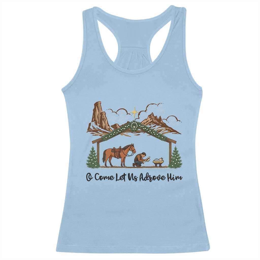 Nativity Scene Christmas Racerback Tank Top Cowboy Bible Scripture Verse Western TS14 Light Blue Print Your Wear