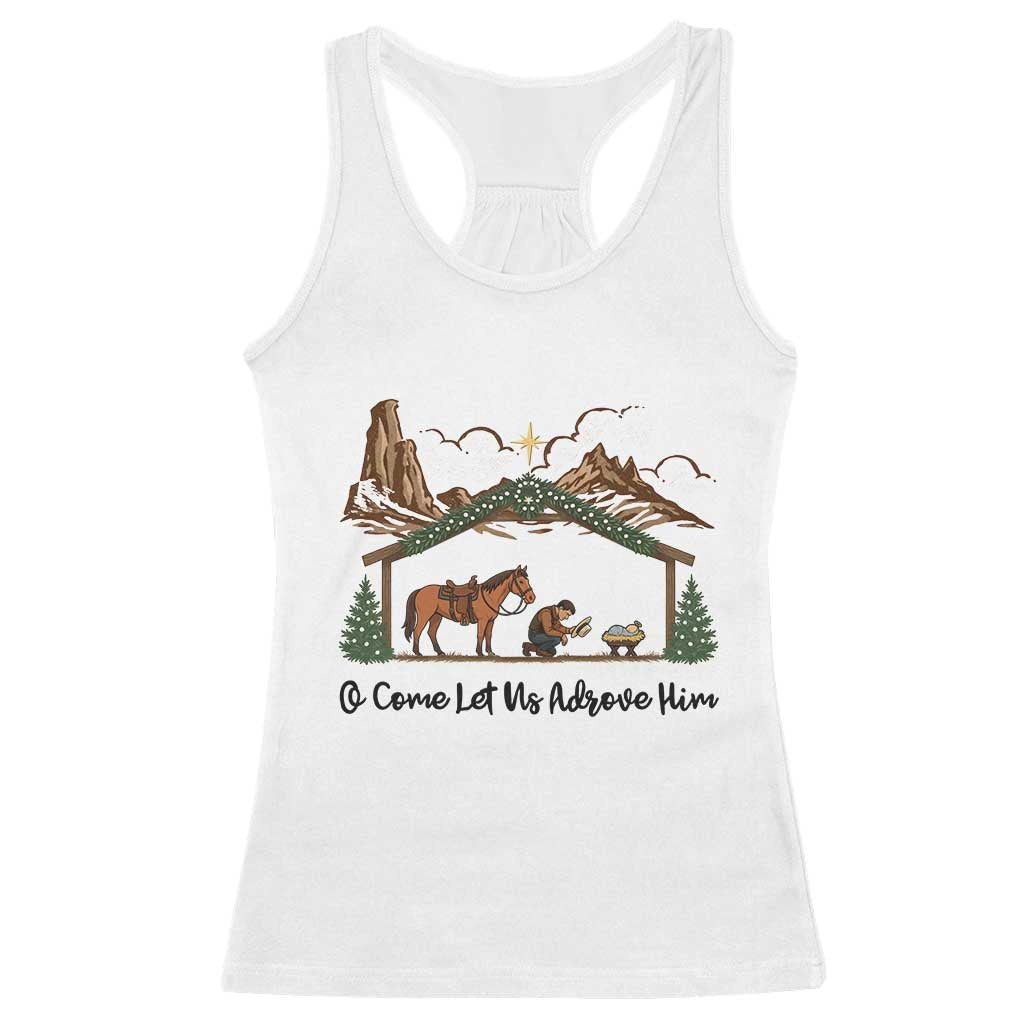 Nativity Scene Christmas Racerback Tank Top Cowboy Bible Scripture Verse Western TS14 White Print Your Wear
