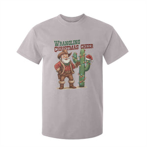 Funny Santa Cowboy T Shirt For Kid Wrangling Christmas Cheer TS14 Ice Gray Print Your Wear