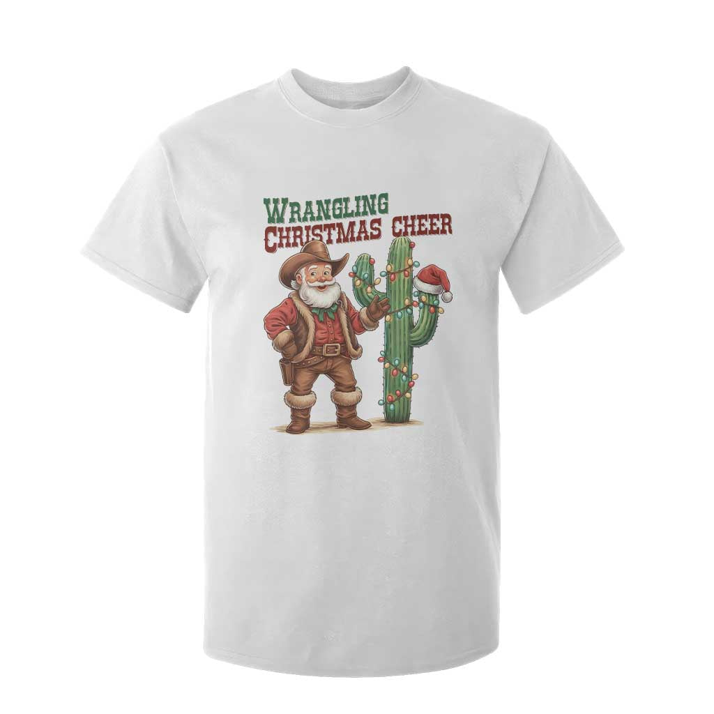 Funny Santa Cowboy T Shirt For Kid Wrangling Christmas Cheer TS14 White Print Your Wear
