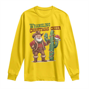 Funny Santa Cowboy Long Sleeve Shirt Wrangling Christmas Cheer TS14 Daisy Print Your Wear