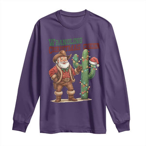 Funny Santa Cowboy Long Sleeve Shirt Wrangling Christmas Cheer TS14 Purple Print Your Wear