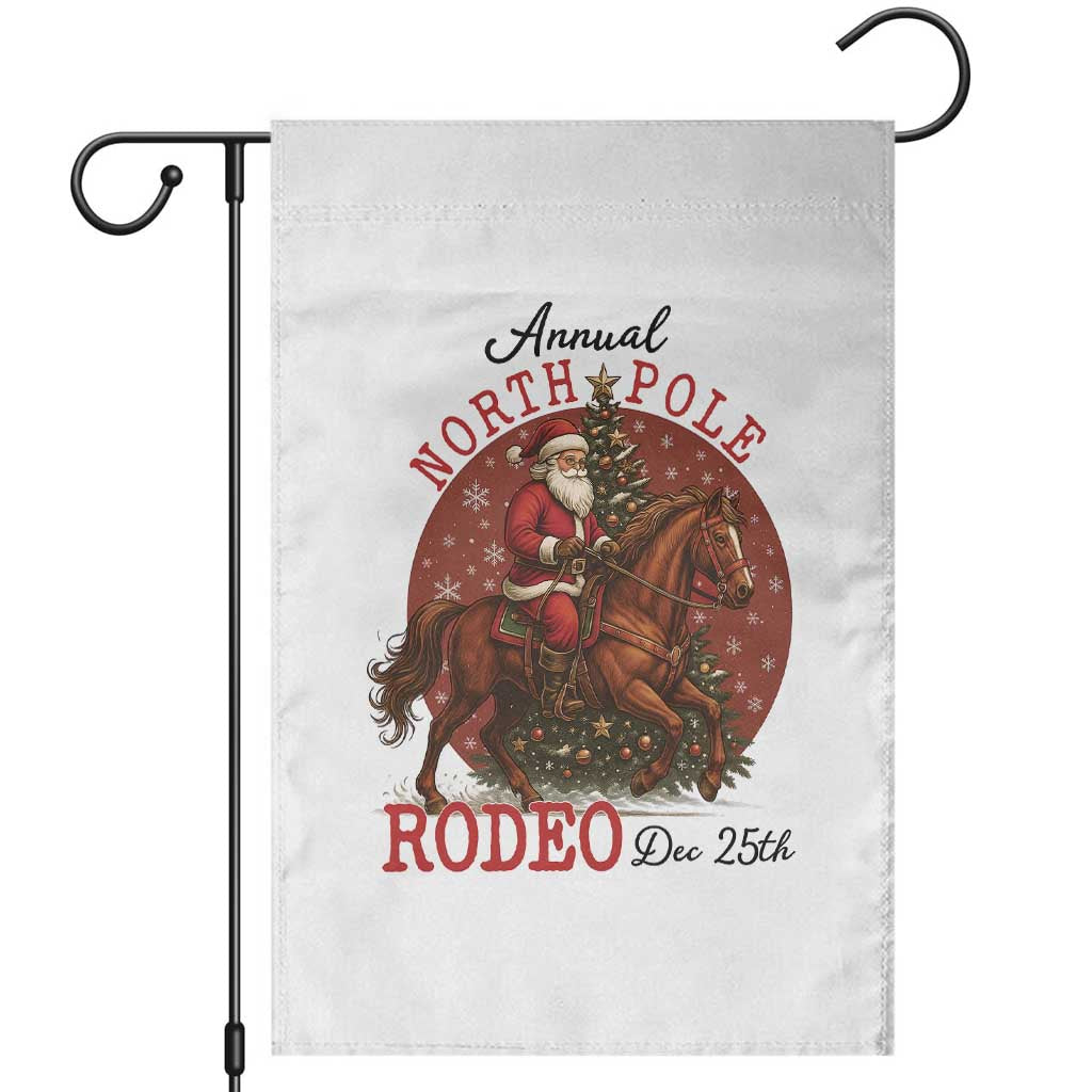 Cowboy Santa Christmas Garden Flag Annual North Pole Rodeo Dec 25th TS14 White Print Your Wear