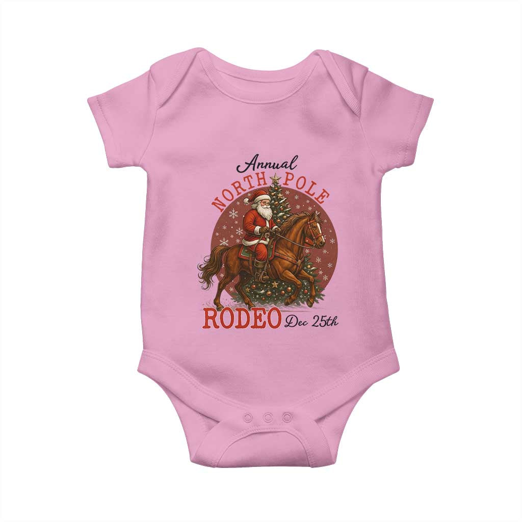 Cowboy Santa Christmas Baby Onesie Annual North Pole Rodeo Dec 25th TS14 Light Pink Print Your Wear
