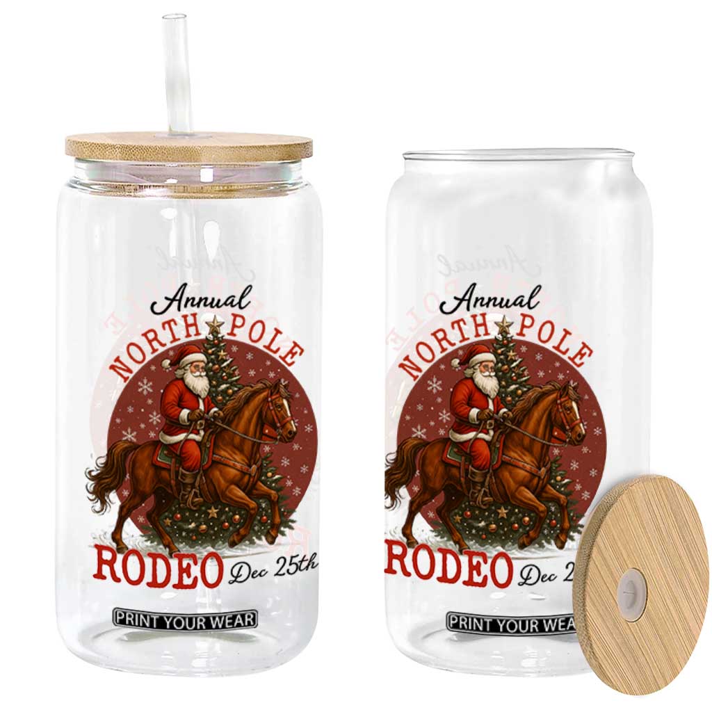 Cowboy Santa Christmas Glass Can Annual North Pole Rodeo Dec 25th TS14 Print Your Wear