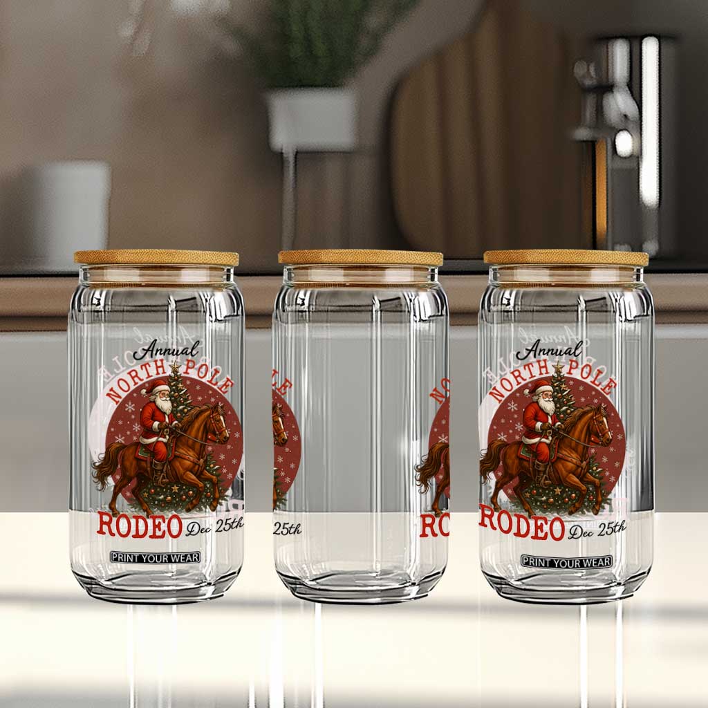Cowboy Santa Christmas Glass Can Annual North Pole Rodeo Dec 25th TS14 Print Your Wear