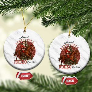 Cowboy Santa Christmas Ceramic Ornament Annual North Pole Rodeo Dec 25th TS14 1pc White Marble Print Your Wear