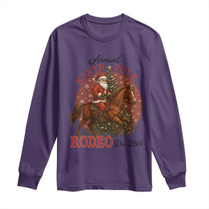 Cowboy Santa Christmas Long Sleeve Shirt Annual North Pole Rodeo Dec 25th TS14 Purple Print Your Wear