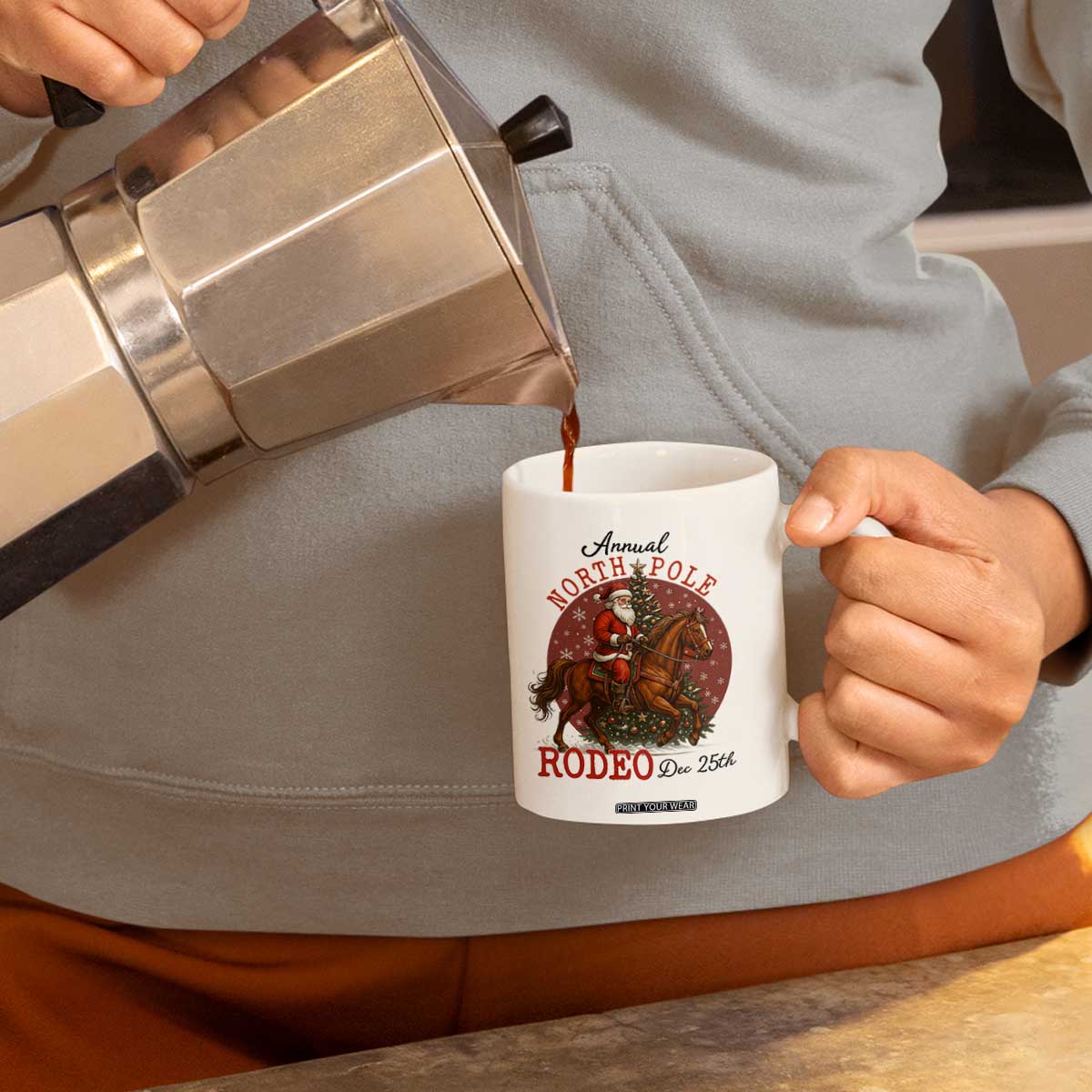 Cowboy Santa Christmas Coffee Mug Annual North Pole Rodeo Dec 25th TS14 Print Your Wear