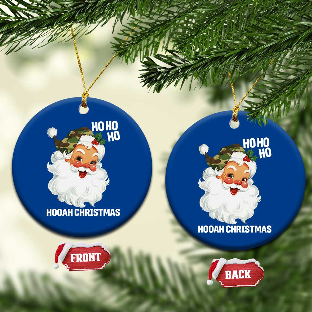 Camo Santa Christmas Ceramic Ornament Ho Ho Ho Hooah Christmas TS14 1pc Blue Print Your Wear