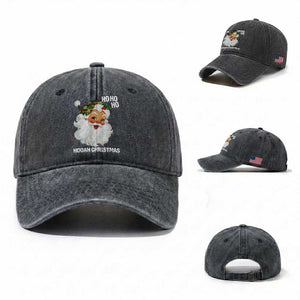 Camo Santa Christmas Washed Cotton Baseball Cap Ho Ho Ho Hooah Christmas TS14 Washed Cap Universal Fit Dark Gray Print Your Wear