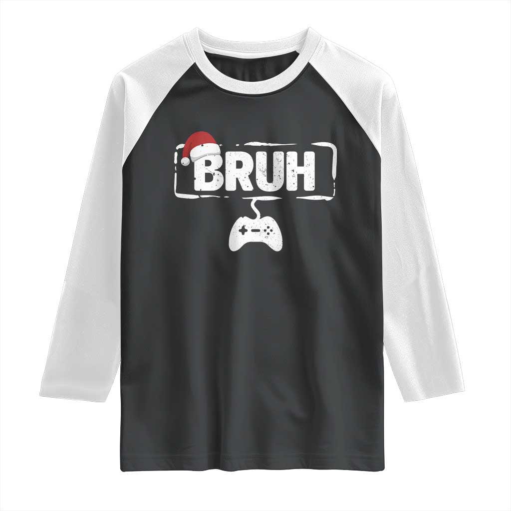 Funny Gaming Christmas Raglan Shirt Gamer Bruh Video Game TS14 Black White Print Your Wear
