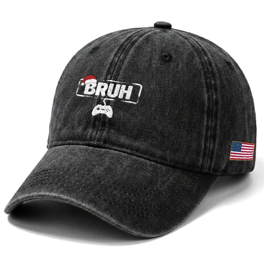 Funny Gaming Christmas Washed Cotton Baseball Cap Gamer Bruh Video Game TS14 Print Your Wear