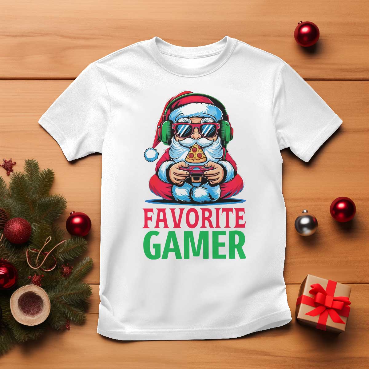 Funny Santa Gamer Christmas T Shirt TS14 White Print Your Wear