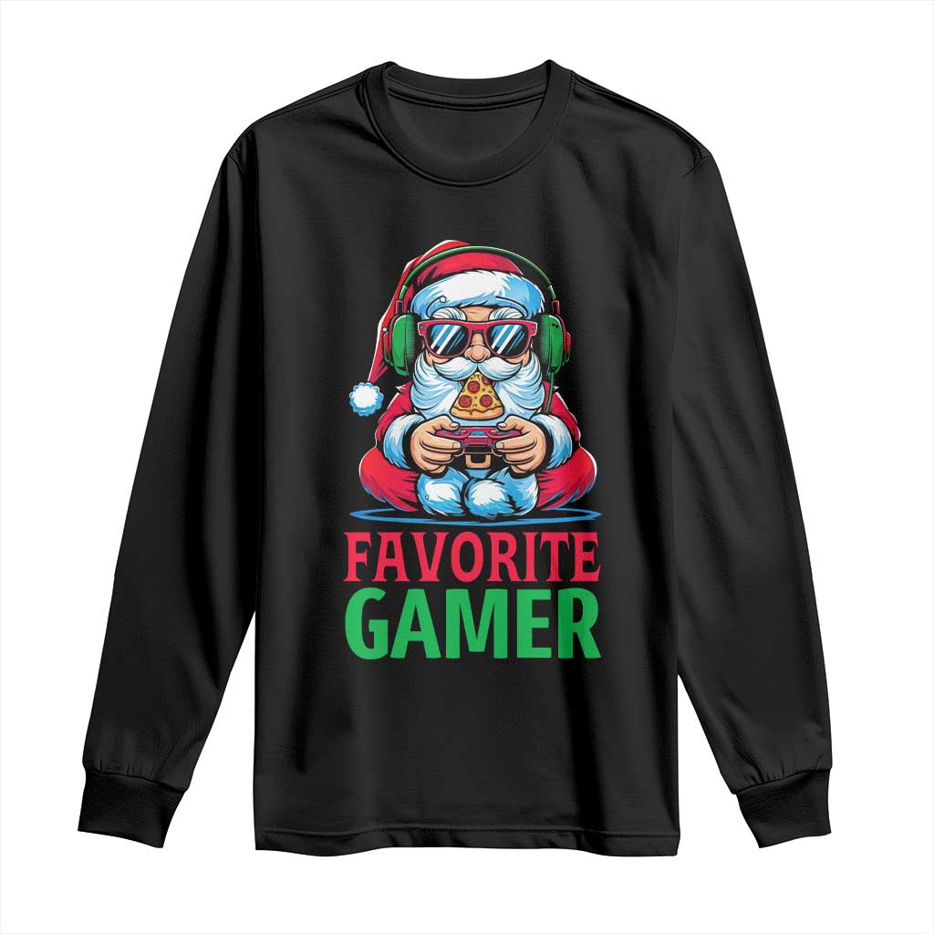 Funny Santa Gamer Christmas Long Sleeve Shirt TS14 Black Print Your Wear