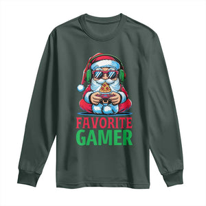 Funny Santa Gamer Christmas Long Sleeve Shirt TS14 Dark Forest Green Print Your Wear