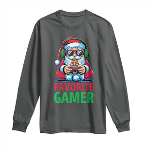 Funny Santa Gamer Christmas Long Sleeve Shirt TS14 Dark Heather Print Your Wear