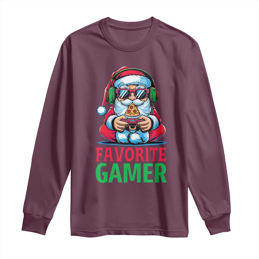 Funny Santa Gamer Christmas Long Sleeve Shirt TS14 Maroon Print Your Wear