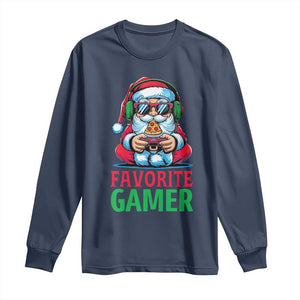 Funny Santa Gamer Christmas Long Sleeve Shirt TS14 Navy Print Your Wear