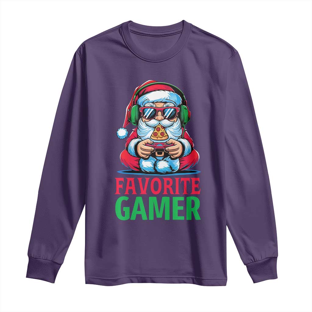 Funny Santa Gamer Christmas Long Sleeve Shirt TS14 Purple Print Your Wear