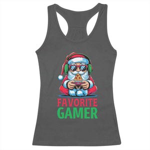 Funny Santa Gamer Christmas Racerback Tank Top TS14 Dark Heather Print Your Wear