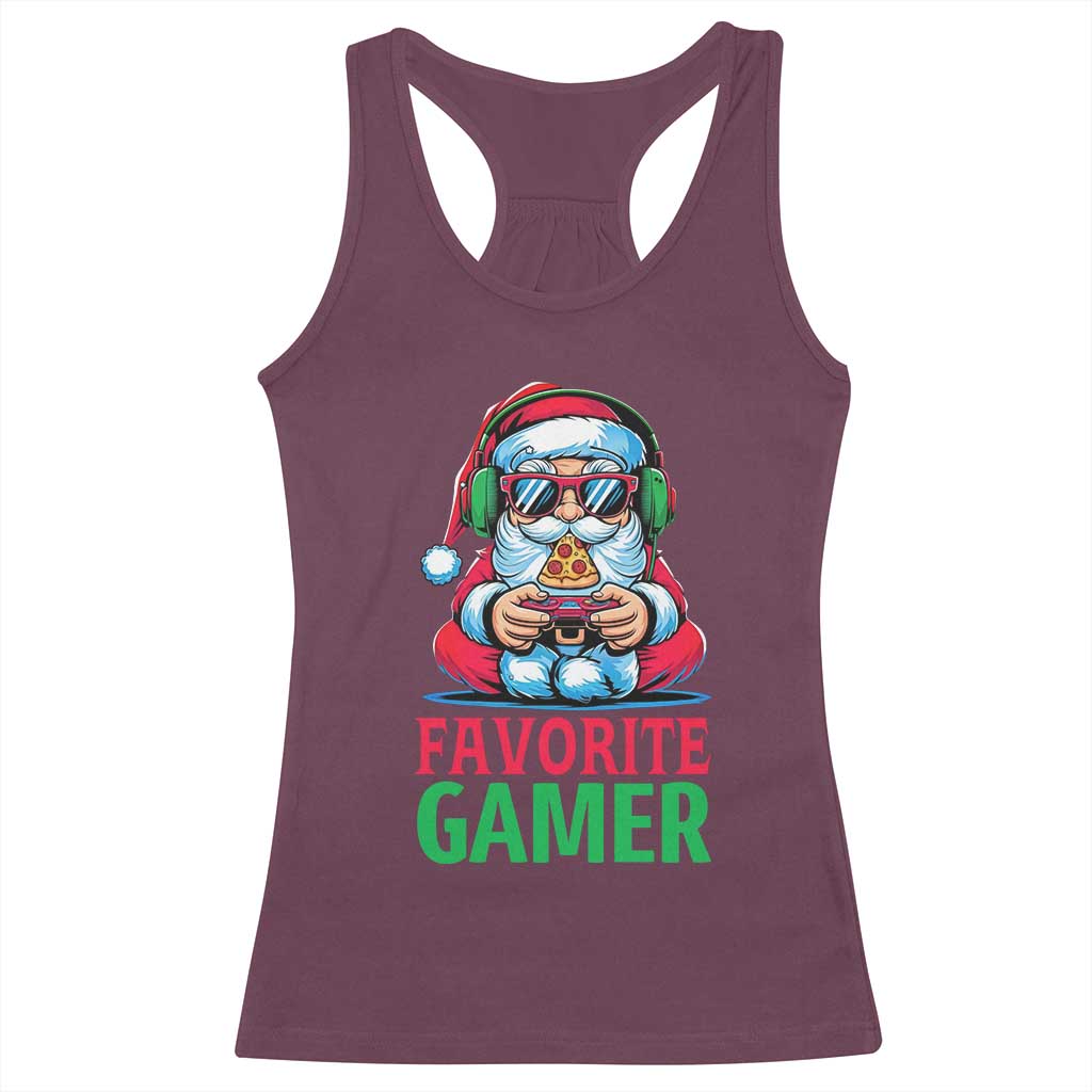 Funny Santa Gamer Christmas Racerback Tank Top TS14 Maroon Print Your Wear
