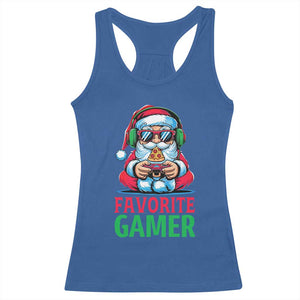 Funny Santa Gamer Christmas Racerback Tank Top TS14 Royal Blue Print Your Wear