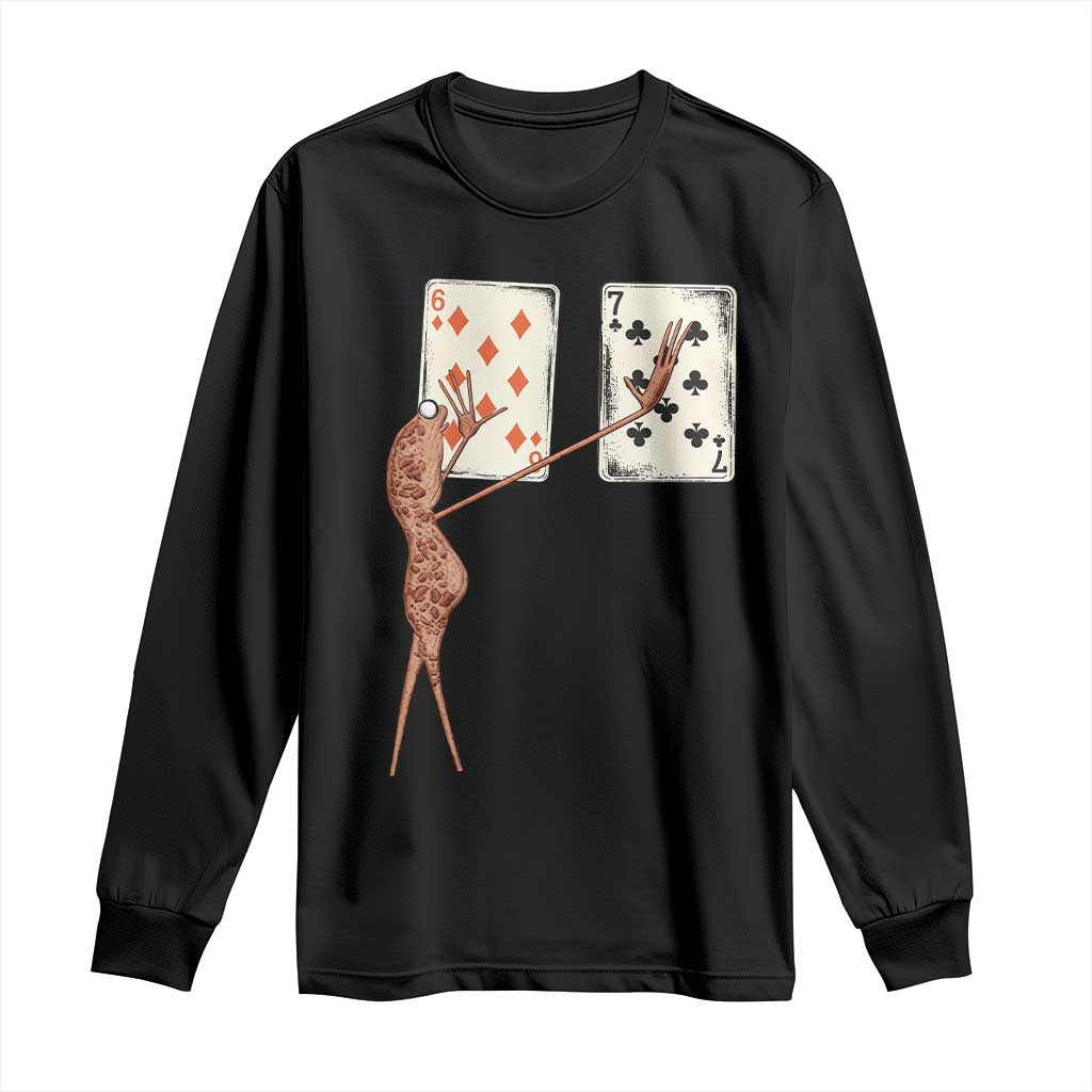 67 Marcus The Worm Poker Game Long Sleeve Shirt Funny Six Seven Meme Playing Cards TS14 Black Print Your Wear